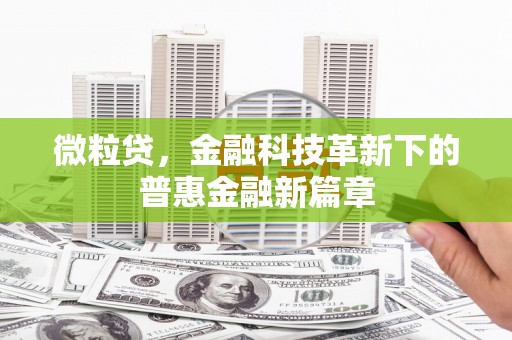 上饶微粒贷，金融科技革新下的普惠金融新篇章