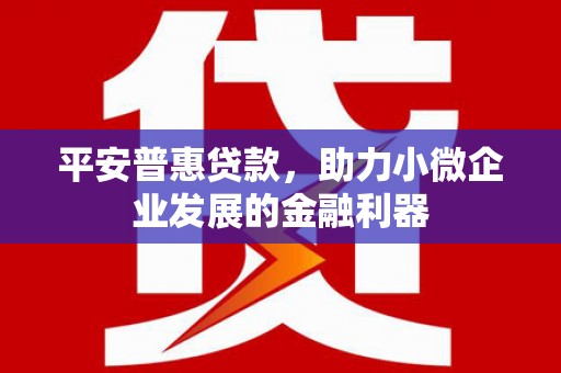 上饶平安普惠贷款，助力小微企业发展的金融利器
