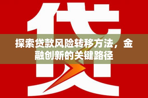 上饶探索贷款风险转移方法，金融创新的关键路径