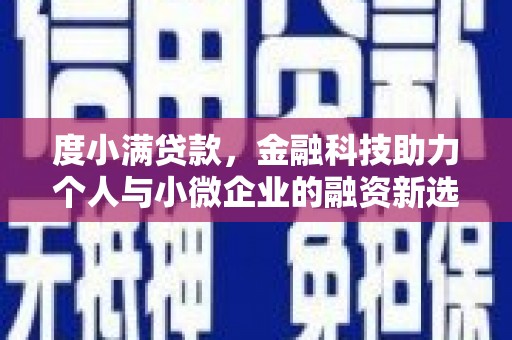 上饶度小满贷款，金融科技助力个人与小微企业的融资新选择