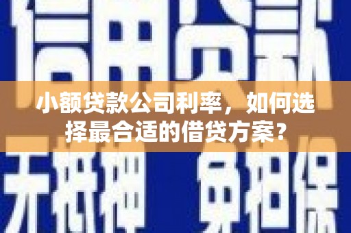 上饶小额贷款公司利率，如何选择最合适的借贷方案？